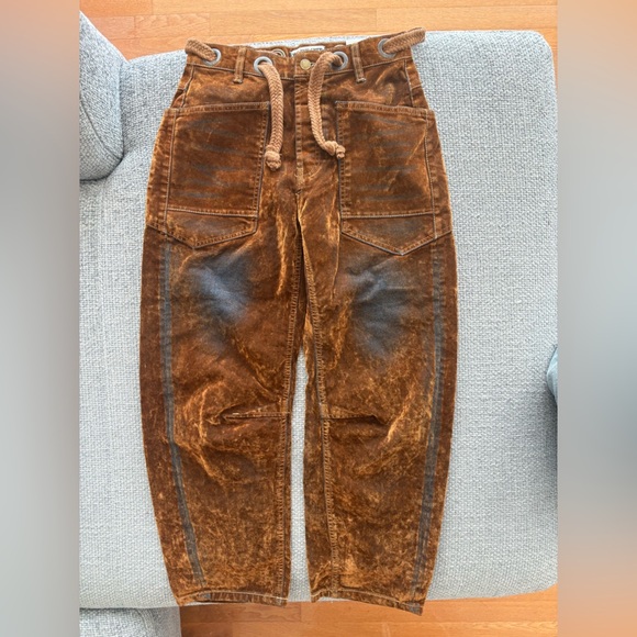 Free people We The Free Moxie Velvet Barrel Jeans Brown Size 24 ( brand new ) - Picture 5 of 16